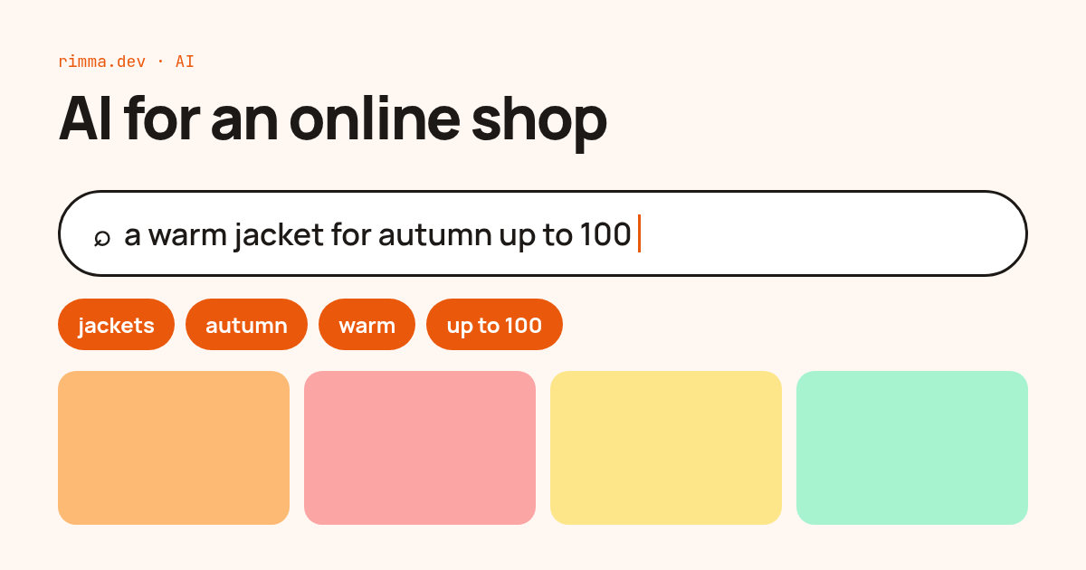 AI for an online shop: a search field with a request in plain words and the filters the model extracted