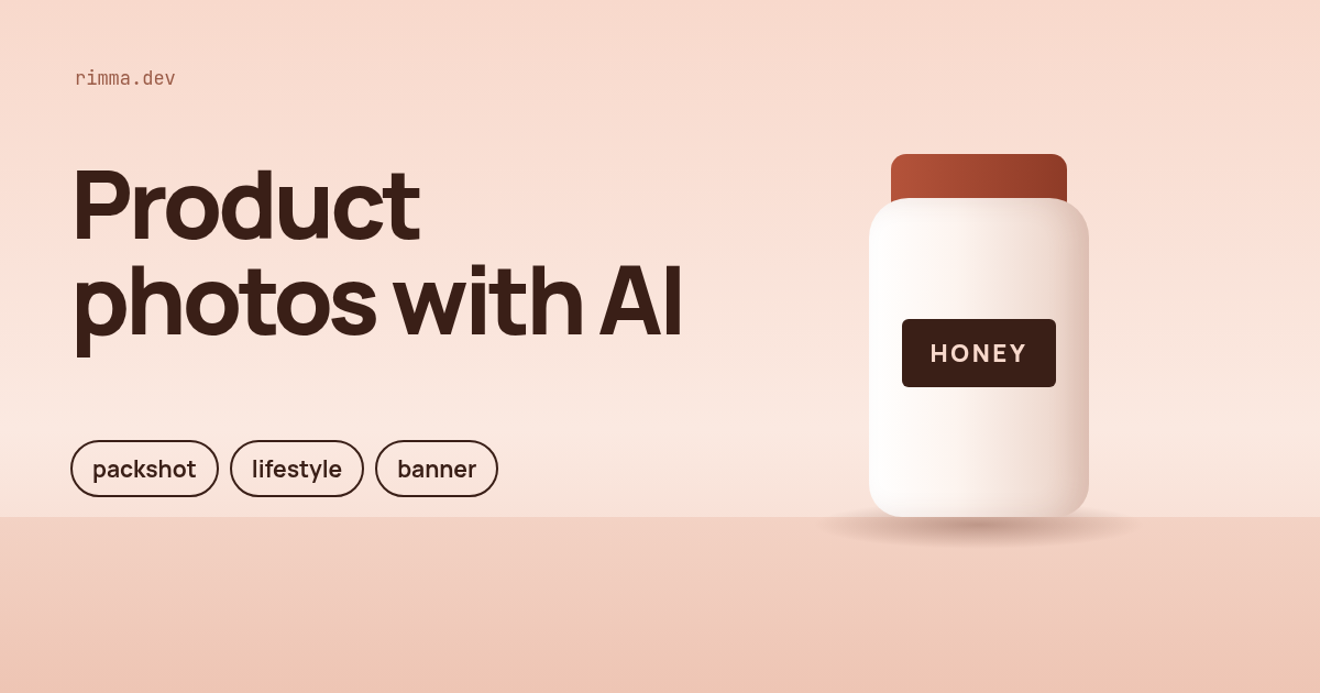 Product photos with AI: a jar on a peach studio backdrop with a soft shadow