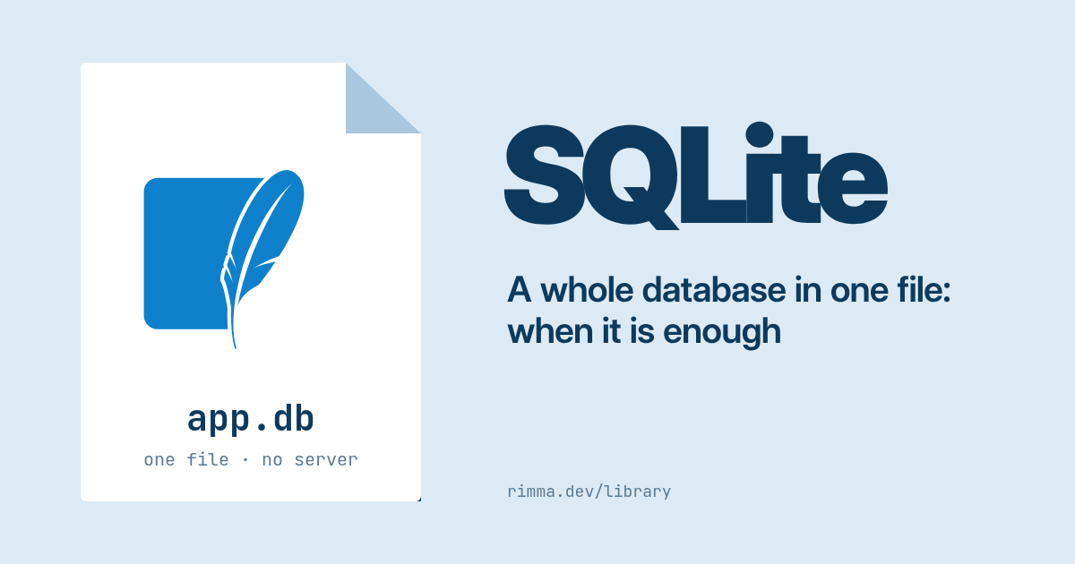 SQLite: a single sheet of paper with the file name app.db — a whole database in one file
